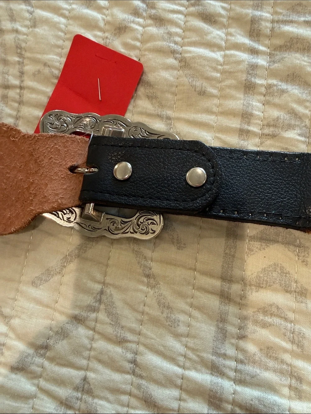 Double J Saddlery Studded Western Belt with Ornate Silver Buckle